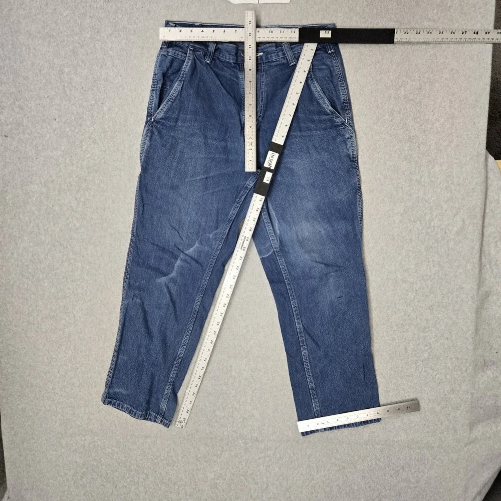 Carhartt Men Jeans 32X28 Blue Denim Carpenter B33 Dungaree READ